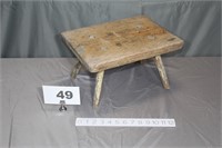 FOUR LEGGED WOODEN STOOL - 9" TALL X 14" WIDE