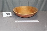 RED WOODEN BOWL - 15"