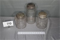 (3) APOTHECRAY JARS-7-1/2IN , 8IN, AND, 10-1/2IN