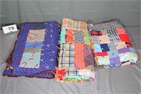 THREE TIE QUILTS (84IN X 51IN)
