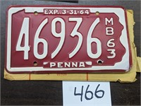 1963 Pennsylvania Motor Boat License Plate