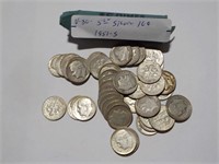 $5.00 Silver Dimes 1951S