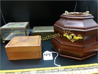 trinket boxes- wood, brass, etc