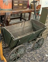 Primitive Green Painted Hay Wagon