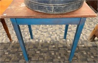 Primitive Blue Painted Scrub Top Work Table