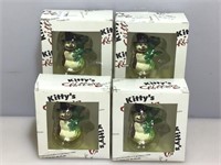 4 NIB Kitty’s Critters Frosty Ornaments by