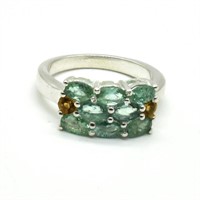 Silver Emerald Yelloew Sapphire(2.45ct) Ring