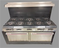 Garland 10 burner gas range with double oven,