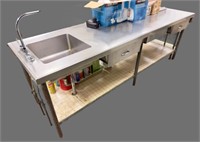 Stainless steel workstation with sink, two