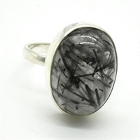 Silver Black Rutile(8.4ct) Ring