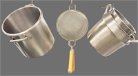 (3) Stainless steel stock pots 11"-13" diameters