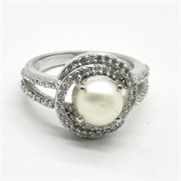 Silver Pearl Cz(2.7ct) Ring