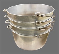 (4) Cast aluminum Majestic Wear kettles