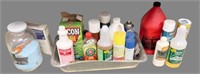 Assorted cleaning supplies on shelf