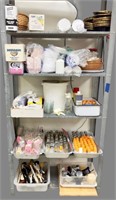 (5) Shelves full of kitchen & banquet supplies