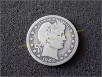 1903 Barber silver quarter  dollar