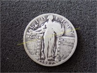1927 Standing Liberty silver quarter dollar