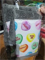 New. Gray heart hand towels