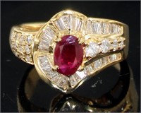 GIA 18kt Gold 1.82 ct Ruby & Diamond Ring