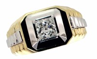 Gents 10k Gold 1.08 ct Princess Lab Diamond Ring
