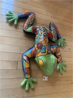 HAND PAINTED COLORFUL FROG 20" X 19" POTTERY