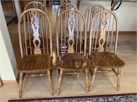 OAK CARVED BACK DINING CHAIRS SOLID WOOD
