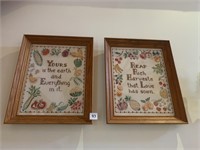 NEEDLE POINT FRAMED PICTURES 16" X 13.5"