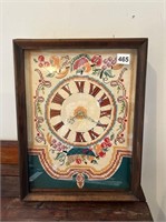 WALL CLOCK WITH CROSS STITCH FACE IN FRAME