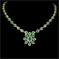 Natural Unheated Colombian Emerald Necklace