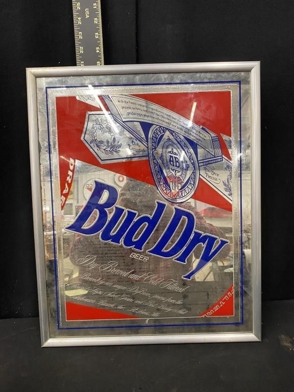 Vintage Bud Dry Advertising Mirror
