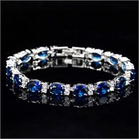 Blue Crystal Bangle Tennis Chain Bracelet