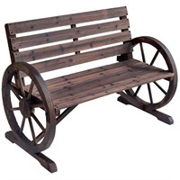 Brand New Wagon Wheel Bench Garden Chair - Rustic