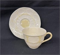 Belleek Porcelain New Shell Yellow Cup & Saucer