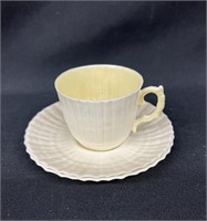 Belleek Porcelain Limpet Yellow Cup & Saucers