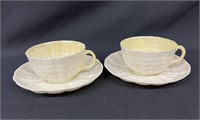 (2) Belleek Porcelain 2" Tridacna Yellow Cup &