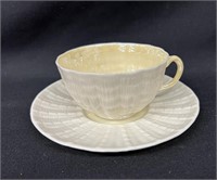 Belleek Porcelain Tridacna Yellow Cup & Saucer