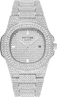 Full Diamond Watch Silver Fashion Quartz Movement