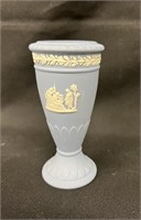 Wedgwood Cream on Blue Jasperware Vase 4.5"
