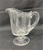 Vintage Pattern Glass Footed Pitcher 6" Tall