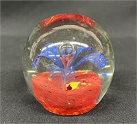 Vintage Art Glass Flower Paperweight 3"