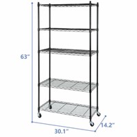 5-Tier Shelves Wire Unit Rack Large Space Storage