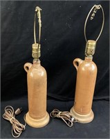 PAIR OF VTG POTTERY BOTTLE TABLE LAMPS, VICTORIA
