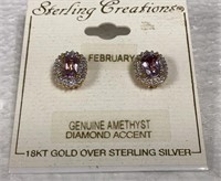 18k over Sterling Amethyst Earrings