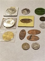 Assorted coin/token lot: Sterling dove coin, Mt.