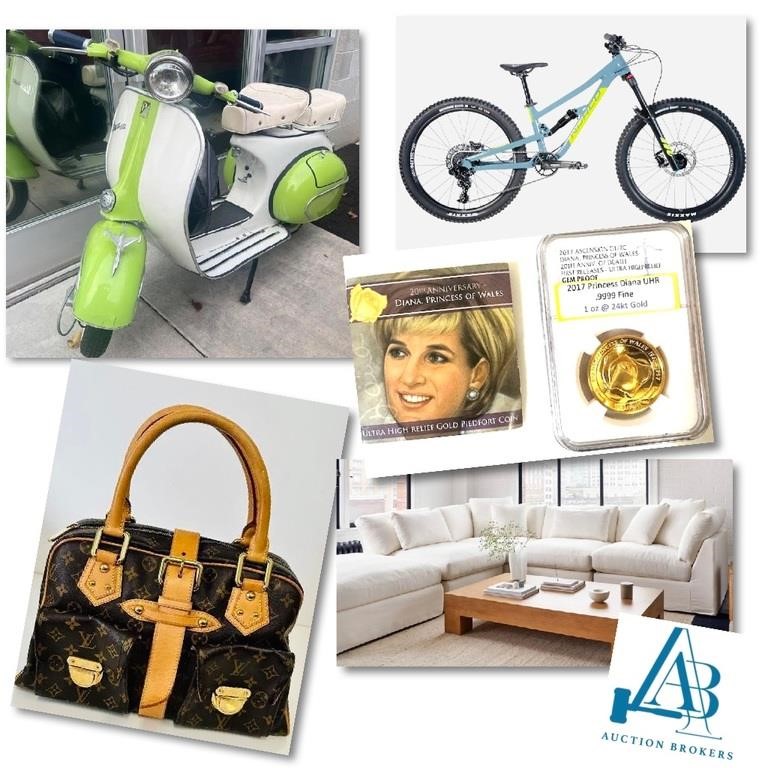 Luxury Estate LV Bags,14k-18k Gold, Art, Rugs,Sofa, Vespa