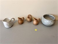 5 Pottery Items, unknown markings