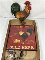 Tray lot containing Rooster Wall Decor