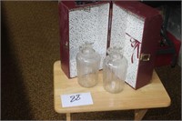 Vinegar bottles & doll box
