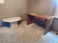 Wood Desk & Marble Table