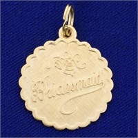 Bridesmaid Pendant or Charm in 14K Yellow Gold